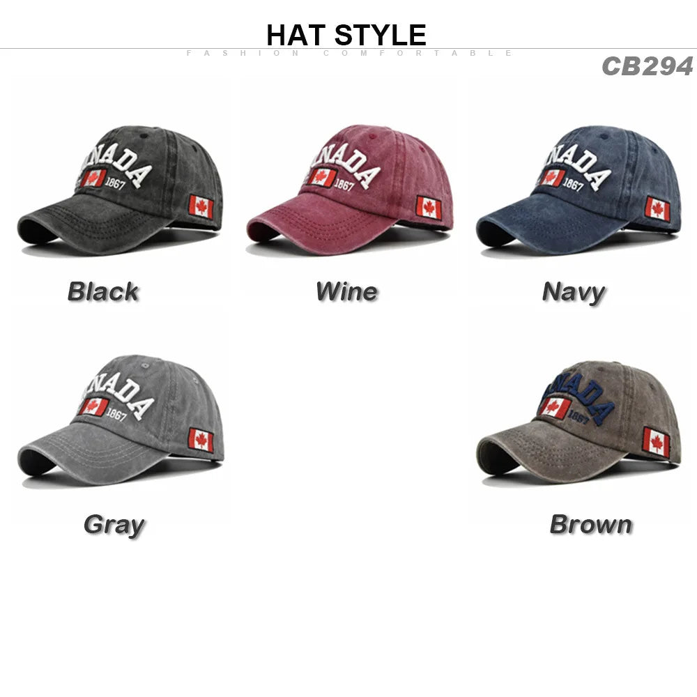 Men Women Fashion Trend Hat, CANADA Letters Cap, Cotton Versatile Baseball Hats