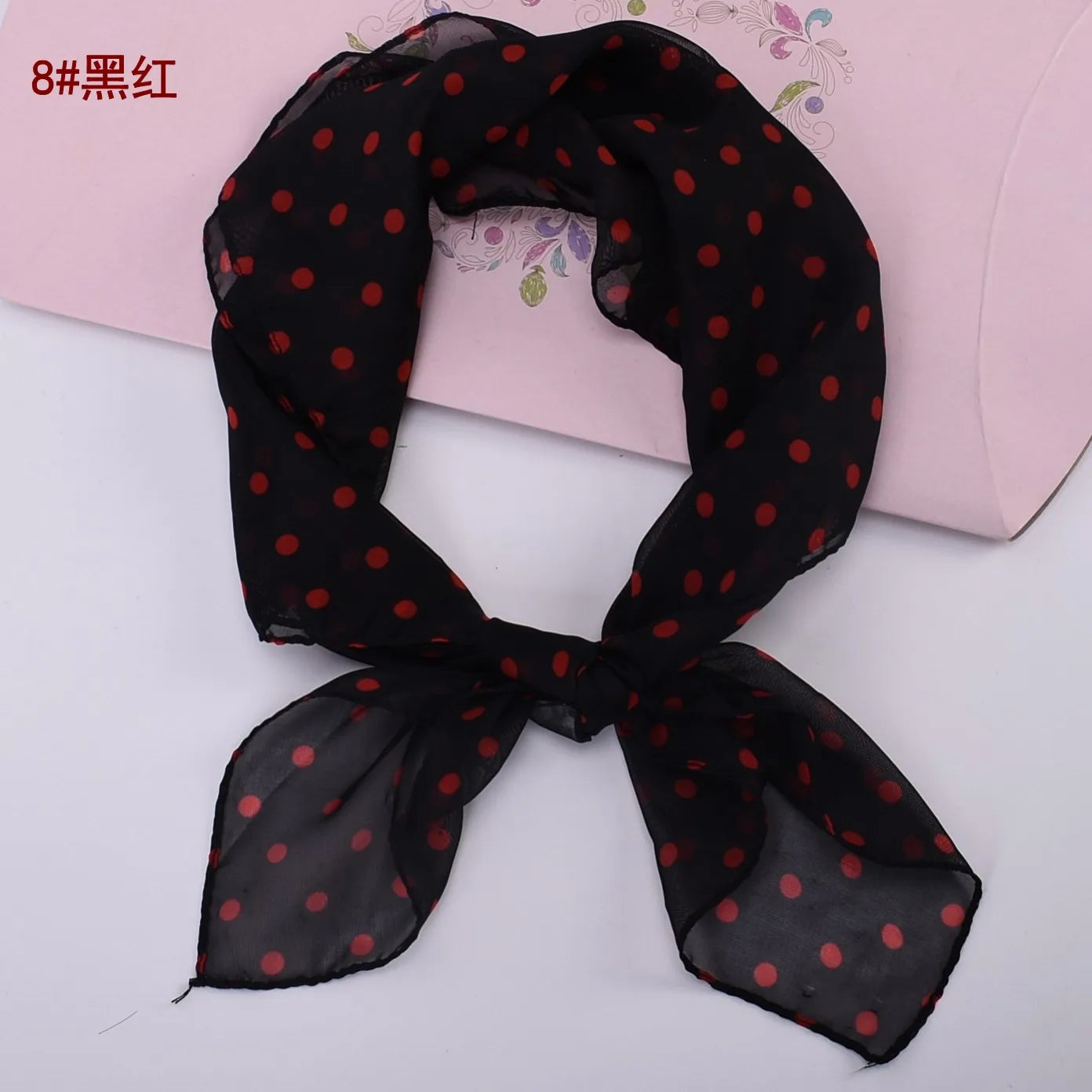 Spring/Summer Season 65 * 65 Elegant Retro Dot Small Square Scarf Lightweight and Soft Chiffon Scarf Soft and Breathable