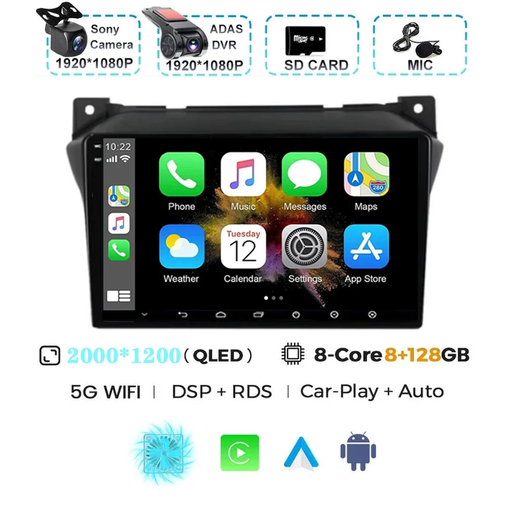 Android 15 Carplay Auto Car Radio For Suzuki Alto 2009 2010 2011 2012 2013 - 2017 Navigation GPS Multimedia Video Player Stere