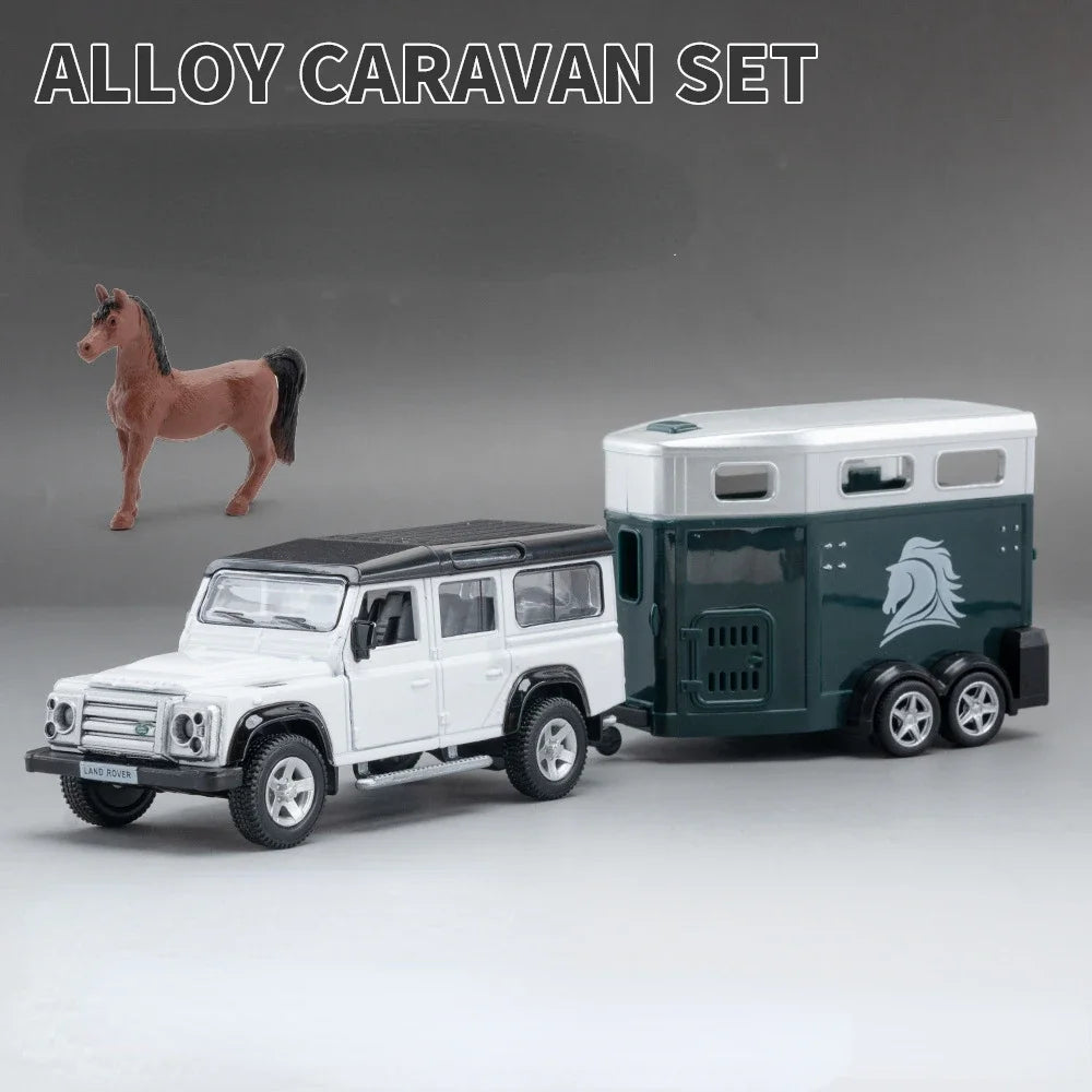 1/36 Car Toys Model  Land Rover Defender Range Rover F150 Alloy Diecast Mounted RV Doors Opened Rubber Tires Vehicles Kids Gifts