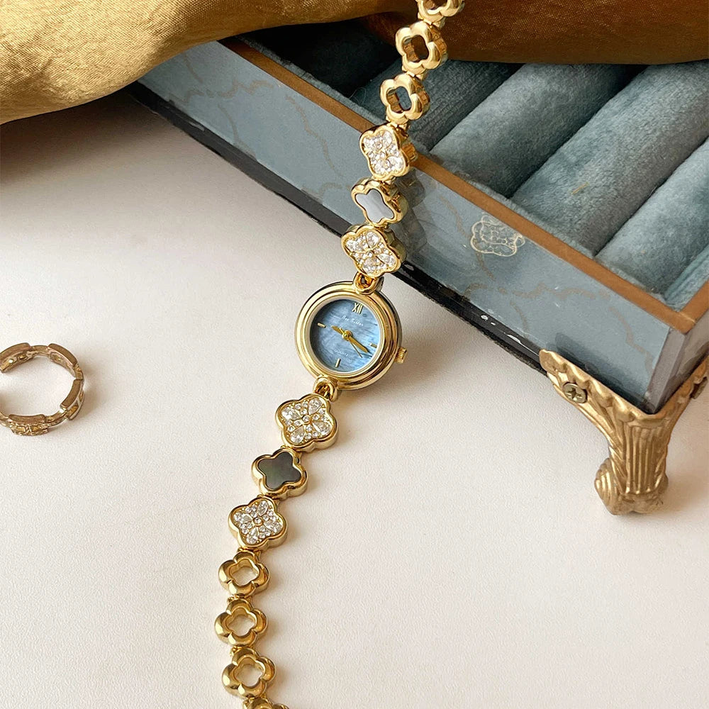 Bee Sister Vintage Watches for Women Temperament Round Dial Quartz Retro Watch Ladies Luxury Bracelet Wristwatch Gift