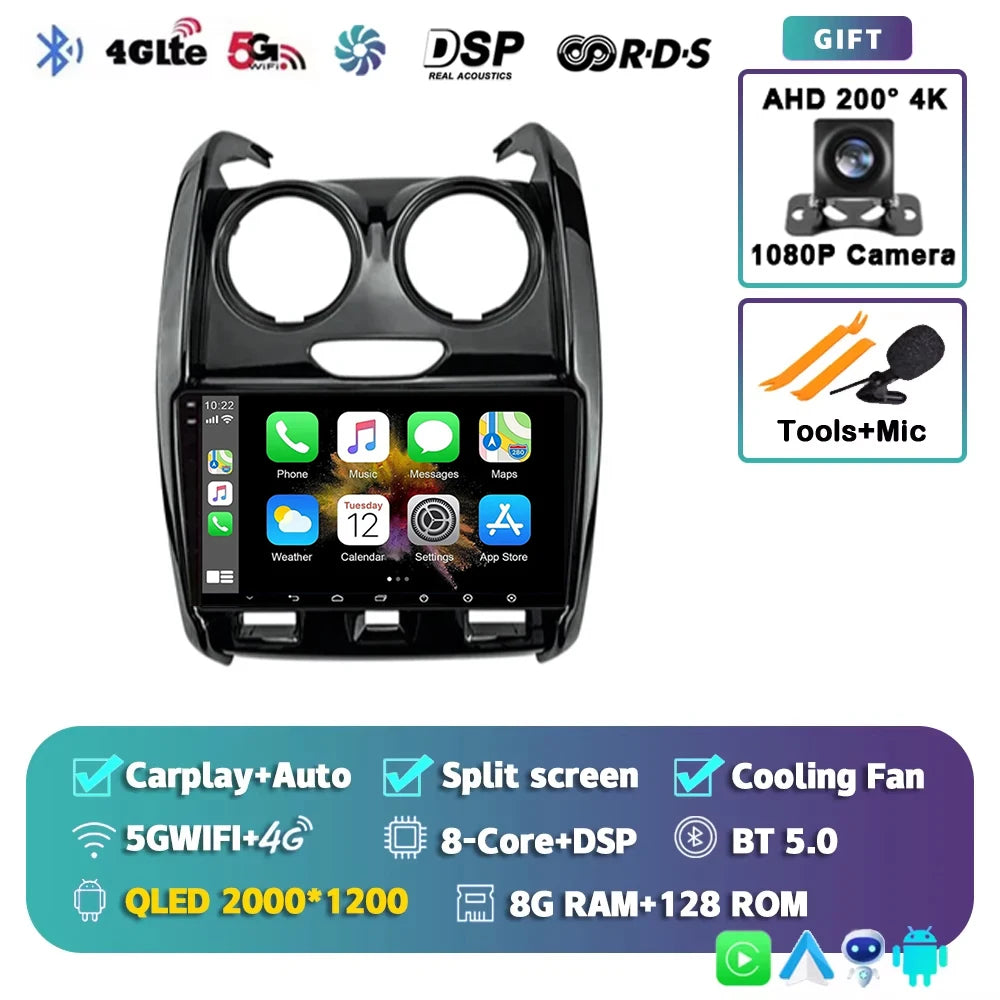 For Renault Duster Dacia Duster 2015 - 2021 For LADA Largus 2021 Android 15 12+256GB Car Radio Carplay Auto Multimedia Stereo 4G