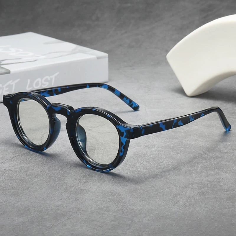 JNPCXI Classic Retro Glasses Frame Men Women Ultralight Round Small Frame Anti Blue Light Transparent Lens Eyeglasses