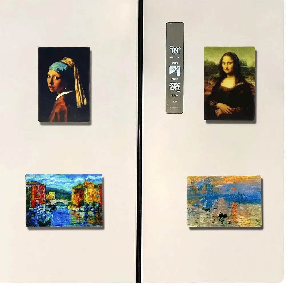 Van Gogh Starry Night, Mona Lisa Fridge Magnets - World Famous Paintings Art Refrigerator Magnets Set, Gift for Art Lovers