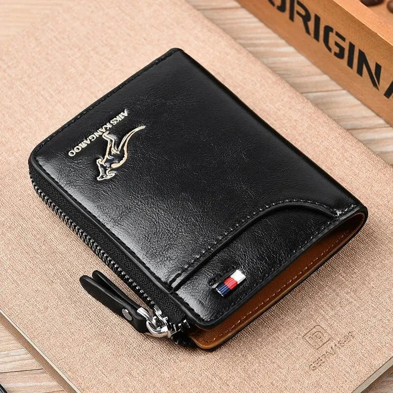 Mens Leather Wallet RFID Card Holder Business Zipper Purse Luxury Secure Wallet