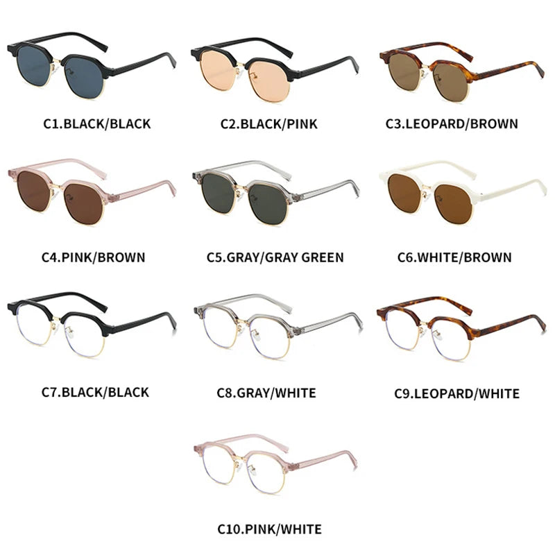 JNPCXI New Ins Popular Fashion Square Semi-Metal Women Sunglasses Shades UV400 Men Trending Clear Lens Frame
