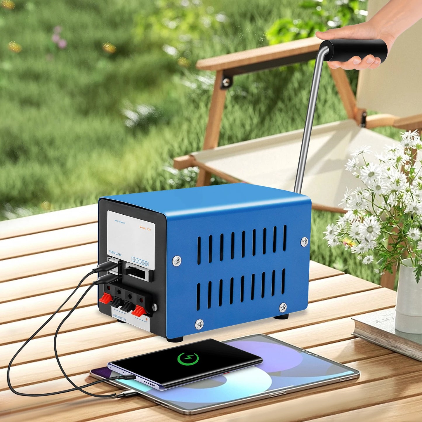 20W Hand Crank Generator Portable Emergency USB Charging for Travel Camping