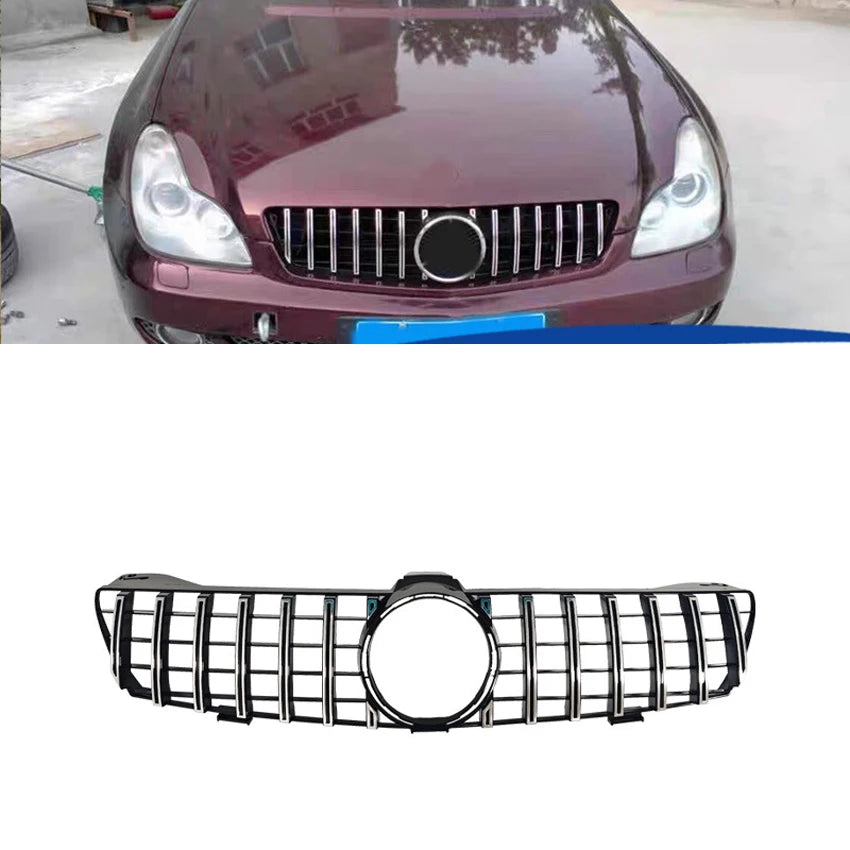 Chrome Silver Diamonds Style Bumper Grille For Mercedes Benz CLS-Class W219 CLS350 CLS500 2009-2011 AMG GTR Style Hood Grilles