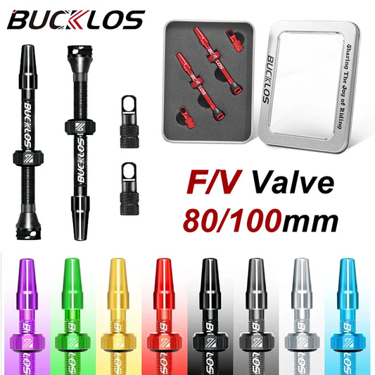2PC BUCKLOS Bicycle Presta Valve CNC Aluminum Alloy Valve for Tubeless Road MTB Gravel Bike Cycling Parts 80mm 100mm F/V