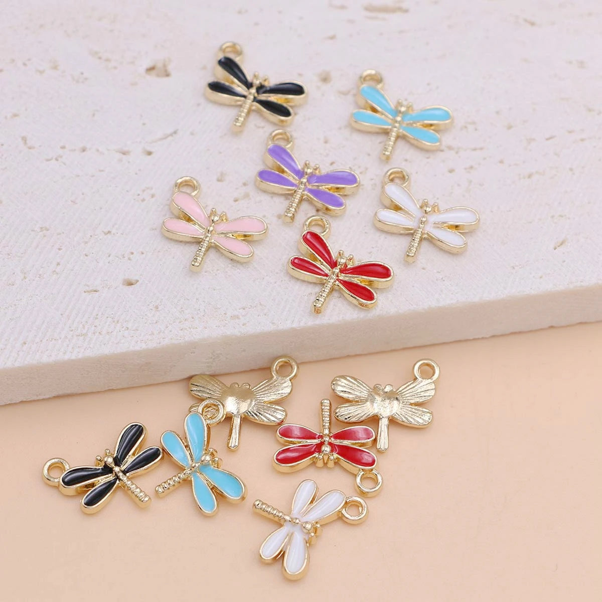 10Pcs Gold Plated Enamel Dragonfly Charms Pendant for Jewelry Making Earrings Bracelet Necklace Accessories DIY Craft Findings