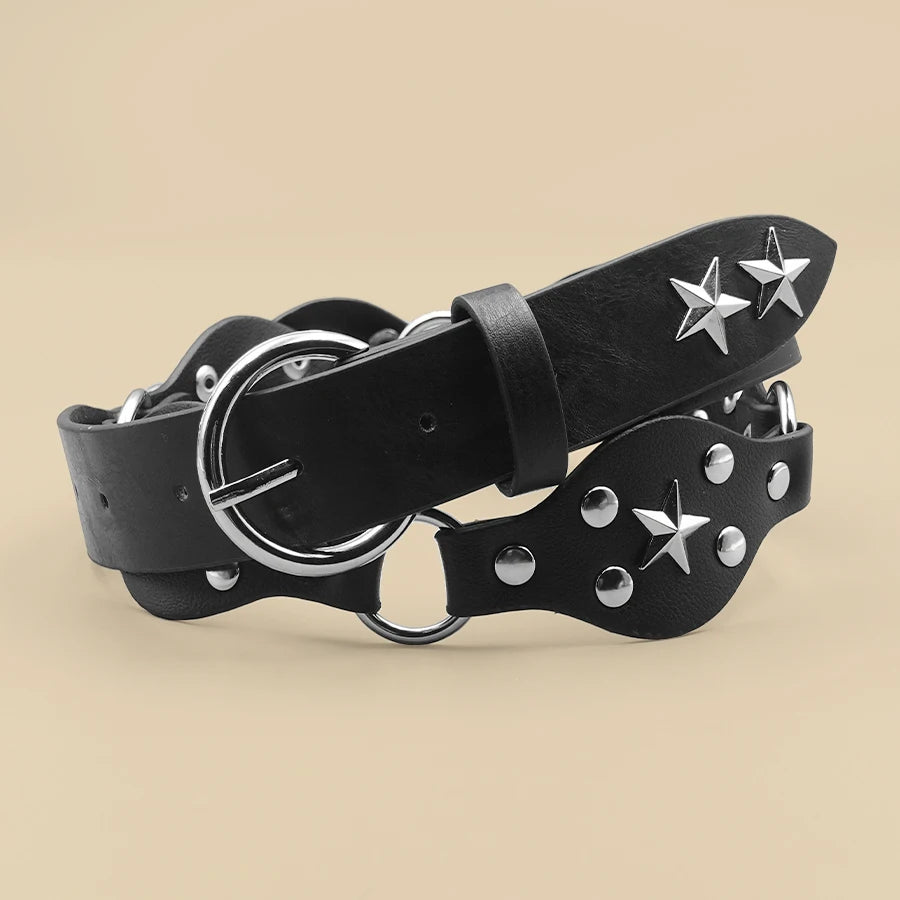 Classic Buckle Splicing Women's Belt, Simple Solid Color Rivet Belt for Daily Commuting, Dating and Leisure Accessories