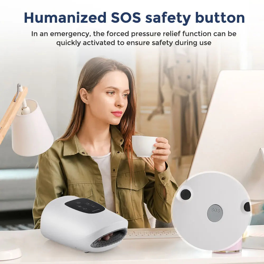 360° Air Pressure Hand Massager 5 Levels 3 Modes Airbag Shiatsu Kneading Palm Wrist Fingers Acupoint Hot Compress Hand Massager