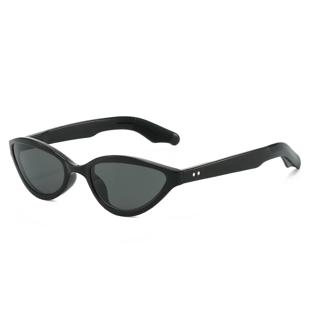 JNPCXI New Fashion Cat Eye Women Sunglasses Retro Rivets Men Green Tea Shades UV400