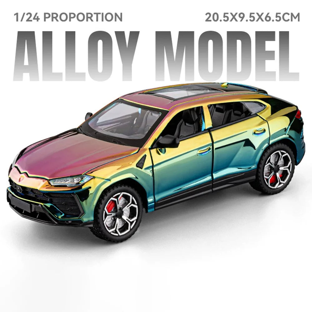 1:24 Lambor URUS Model Toys Diecast Alloy Car Doors Opened Sound Light Pull Back Shock Absorption Vehice Children Christmas Gift