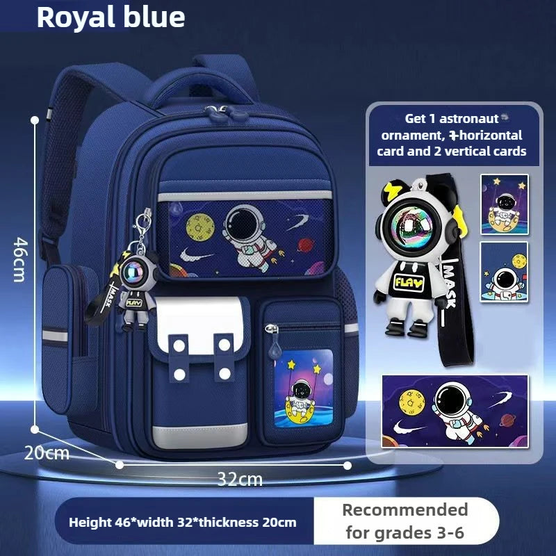 Astronaut Cartoon Backpack Grades 3-6 Large Capacity Schoolbag Outdoor Waterproof School Bag Starryscky Student Backpack Mohilas