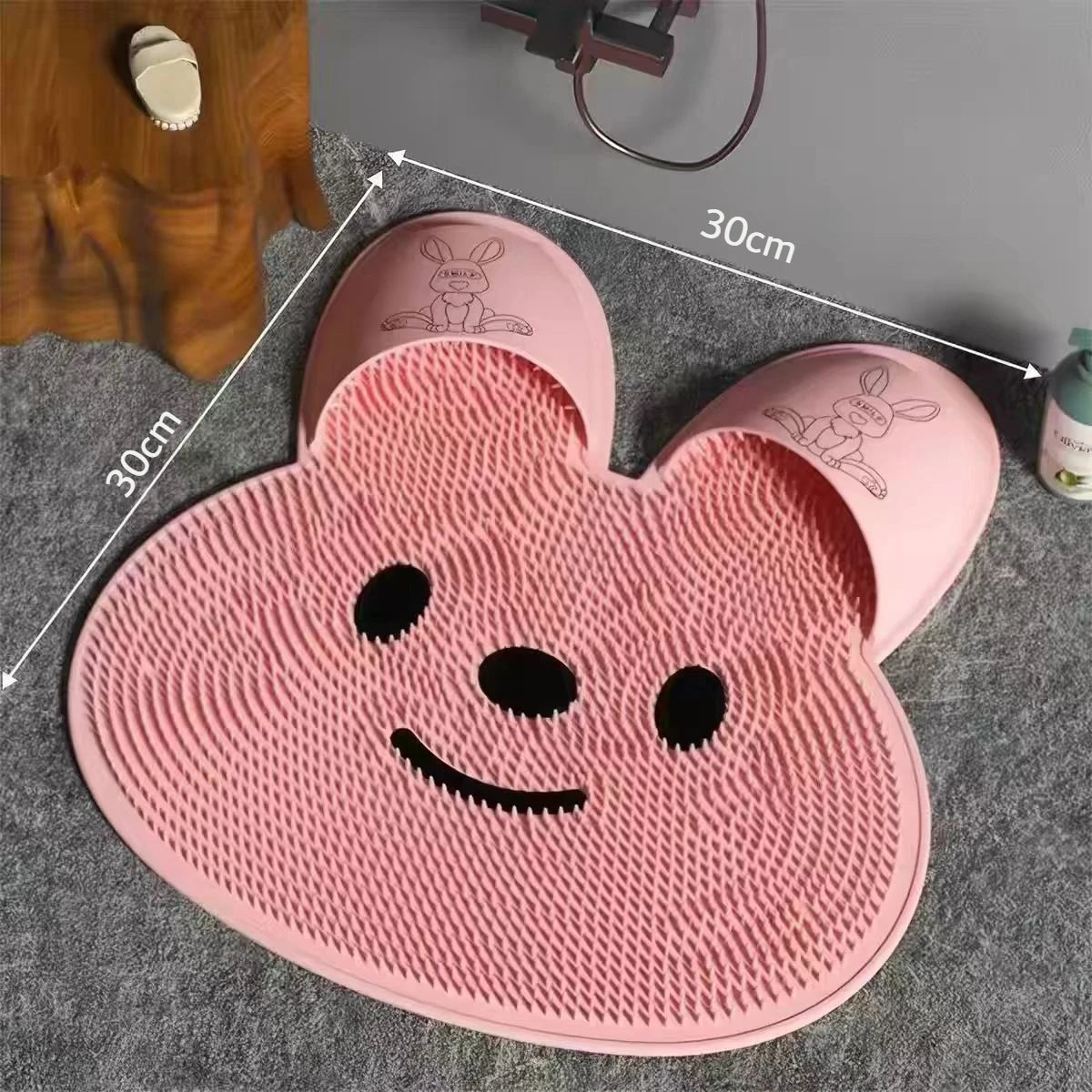 1pc，Rabbit Shape Bathroom Shower Anti Slip Mat, Circular Massage Foot Mat, Foot Scrubber, Back Scrubber, Anti Fall Device