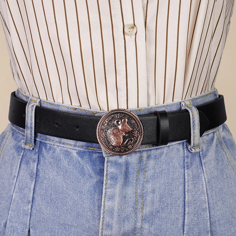 Y2K Street Style Belt - Antique Bronze Carved Buckle, Versatile Waistband for Daily Wear, Dates & Casual Outfits