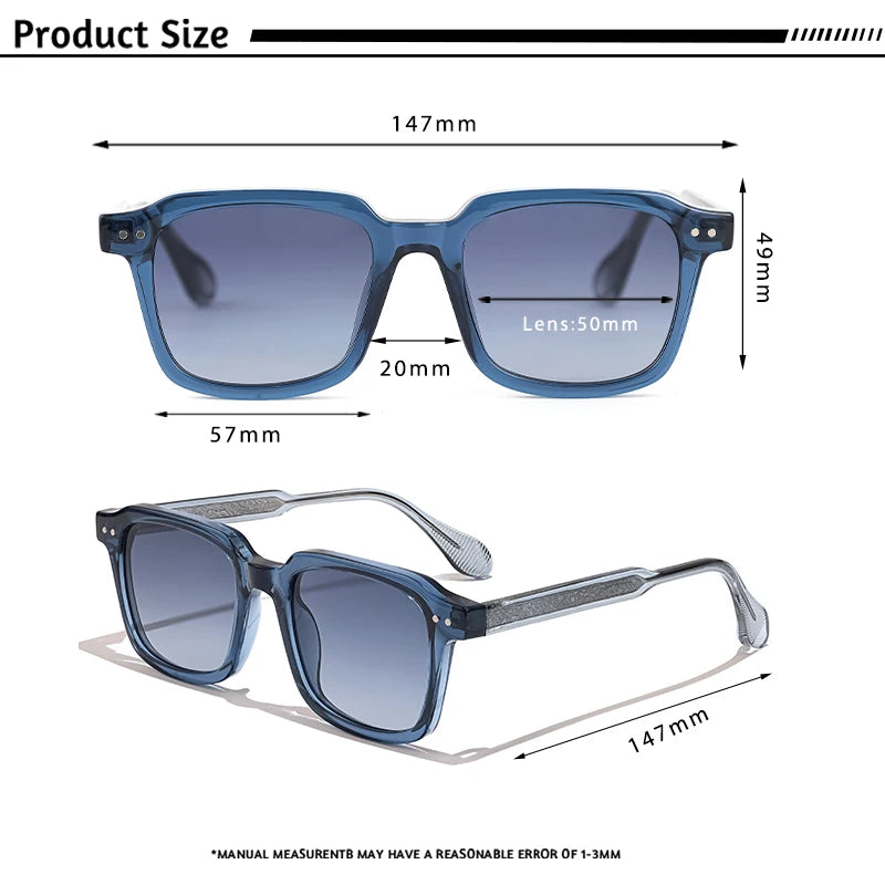 CATERSIDE Retro Sunglasses Men's Square Frame Brand Design Core Insert Temple Sun Glasses Women's Travel Party Holiday Gift