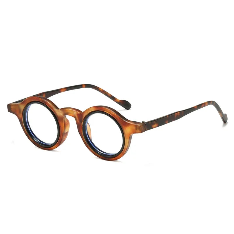 JNPCXI New Fashion Small Round Double Color Women Leopard Glasses Frame Retro Punk Men Clear Lens Eyewear