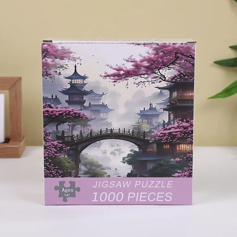 70cm*50cm 1000 Pieces Jigsaw Puzzle 1.1MM Adult Stress Relief Cartoon Landscape Art Painting Puzzle Children's Toys Gift