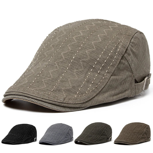 Beret Men's Vintage Newsboy's cap Casual Visor Hat Summer Fashion Cotton Flat Caps For Men Original Brand Berets Adjustable