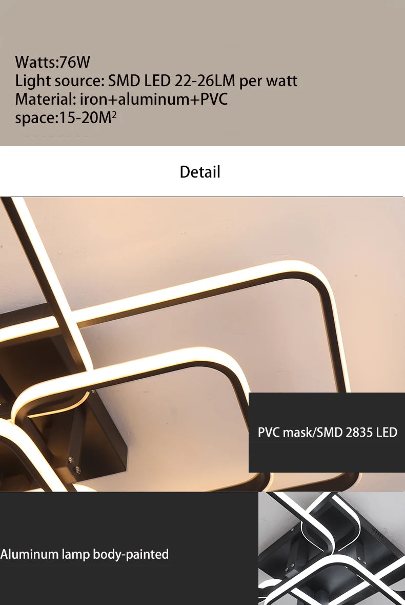 Modern Led Chandelier Living Room White Rectangle Acrylic Ceiling Chandeliers