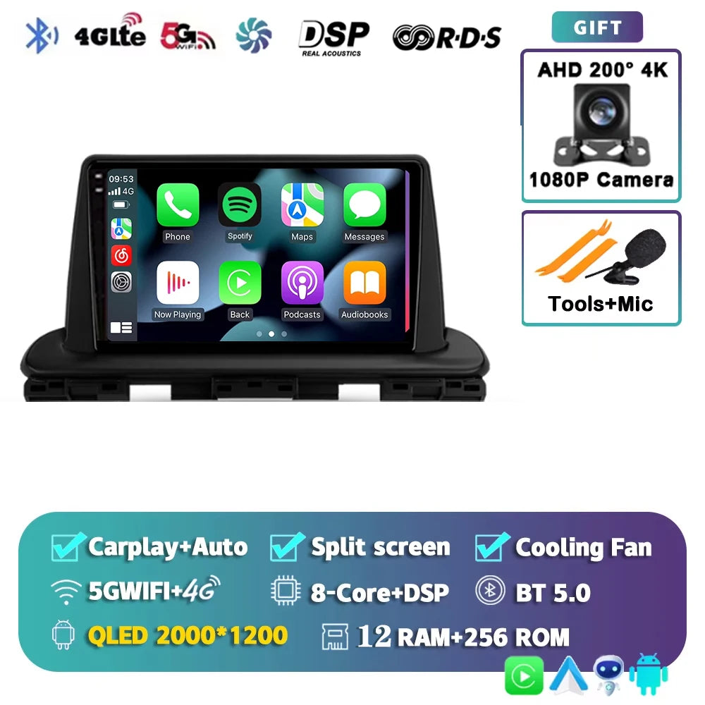 For Kia Forte Cerato 4 IV 2018 - 2021 Android 15 Carplay Auto Car Radio Multimedia Stereo Video Player GPS Navigation WIFI 4G BT
