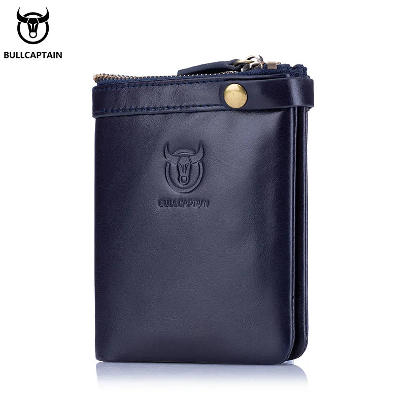 BULLCAPTAIN2022 Vertical Men's Leather Coin Purse High Quality Zipper Organizer RFID Function ID Holder Men's Wallet 058 S