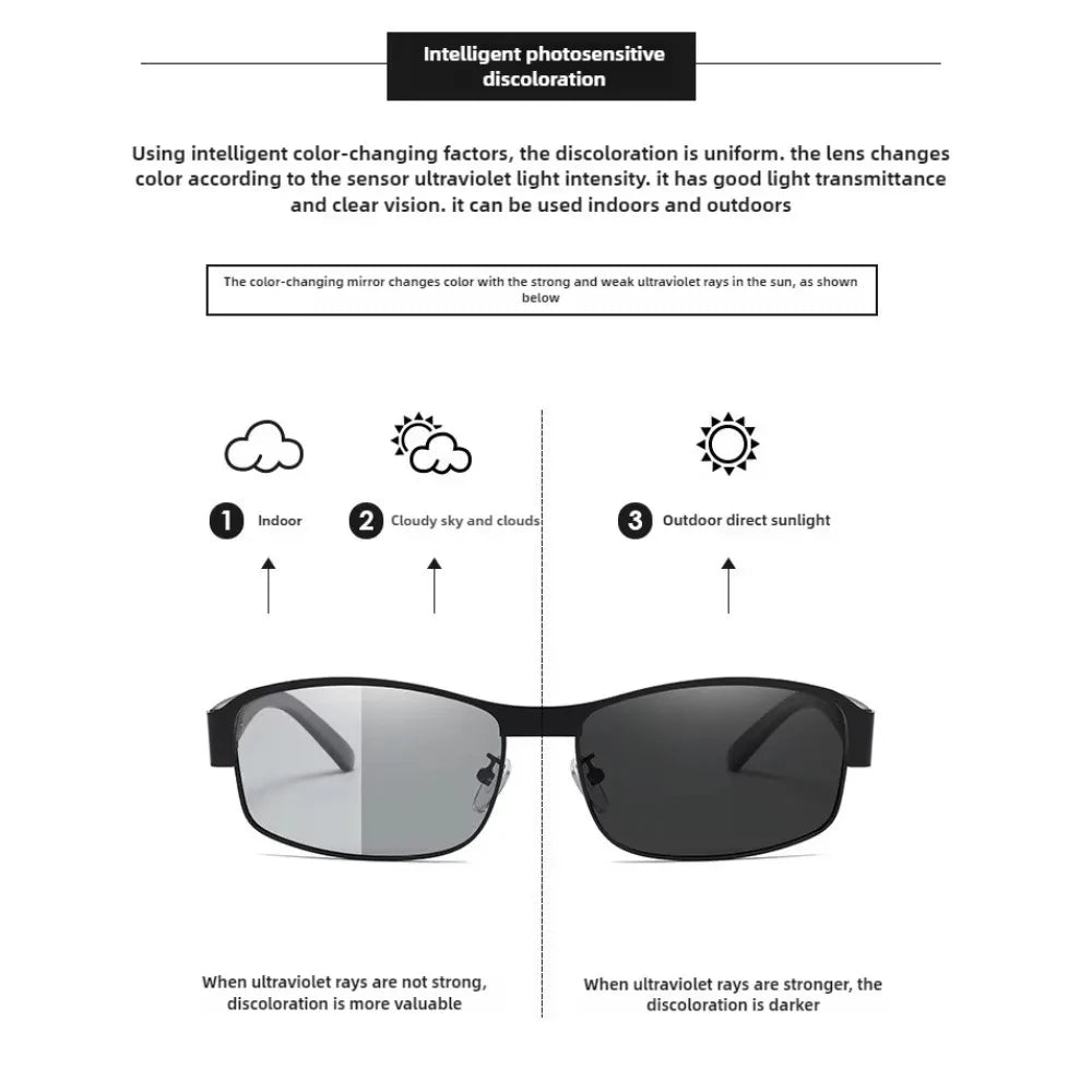 Photochromic Polarized Sunglasses UV400 Style Color-changing Lens Men Anti-glare Driving Eyeglasses  for Men