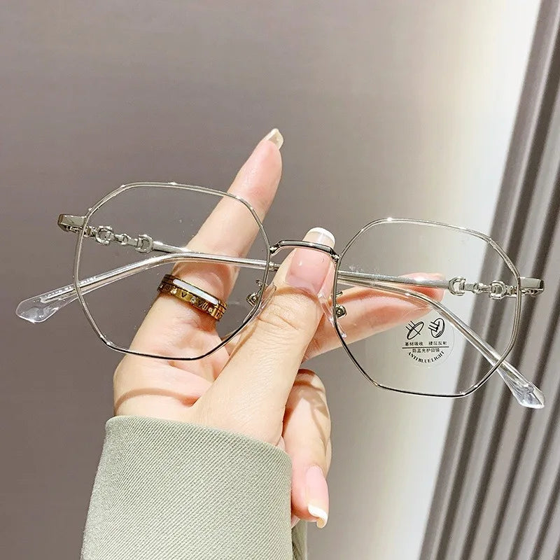 Ultralight Glasses Women Men Anti Blue Rays Polygon Frame Eyeglasses Anti-radiation Eyeglasses Korean Ultralight Glasses