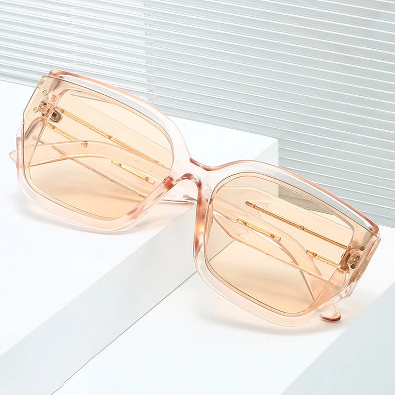 JNPCXI Vintage Square Women Gradient Sunglasses UV400 Fashion Transparent Blue Men Outdoor Sun Glasses