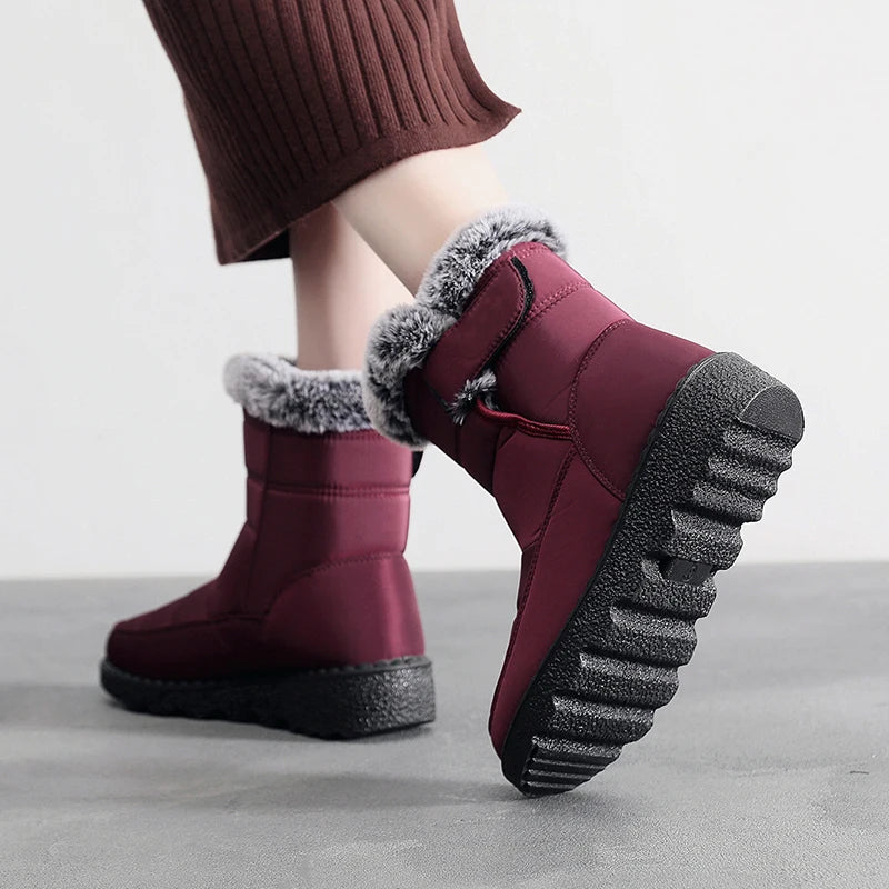 Plus Size 45 Waterproof Non Slip Snow Boots Women Warm Thicken Plush Platform Winter Boots Woman Faux Fur Ankle Botas Couples