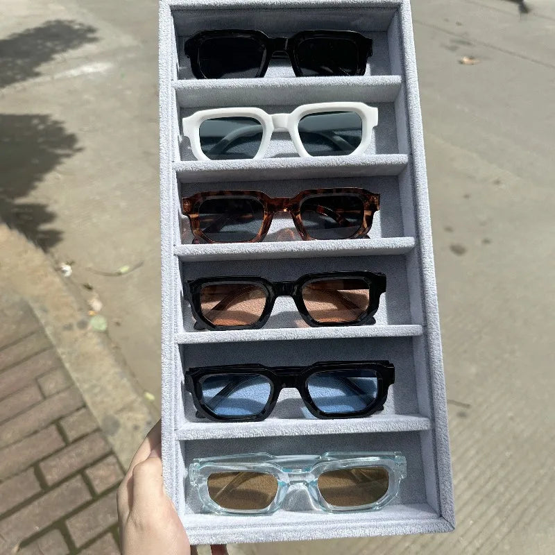 6PCS Retro Men Square Sunglasses For Women Vintage  Sun Glasses Fashion Shades UV400 Eyeglasses