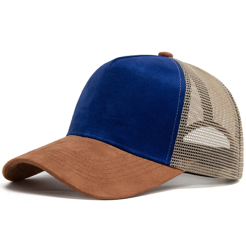 New Summer Suede Trucker Hat Men Mesh Baseball Cap For Visor Sun Fashion Casual Women Snapback Hip Hop Caps Unisex Adjustable