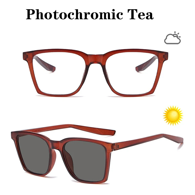 JNPCXI New Retro Rectangle Sunglasses Women Shades UV400 Fashion Rivets Men Punk Gradient Photochromic Color Sun Glasses