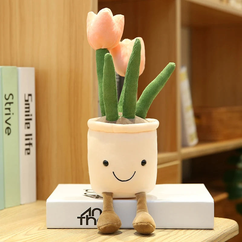 Lifelike Tulip Succulent Plants Plush Stuffed Toys Flower Decorations Floral Bouquet Design  Living Room Decor For Girl Gift
