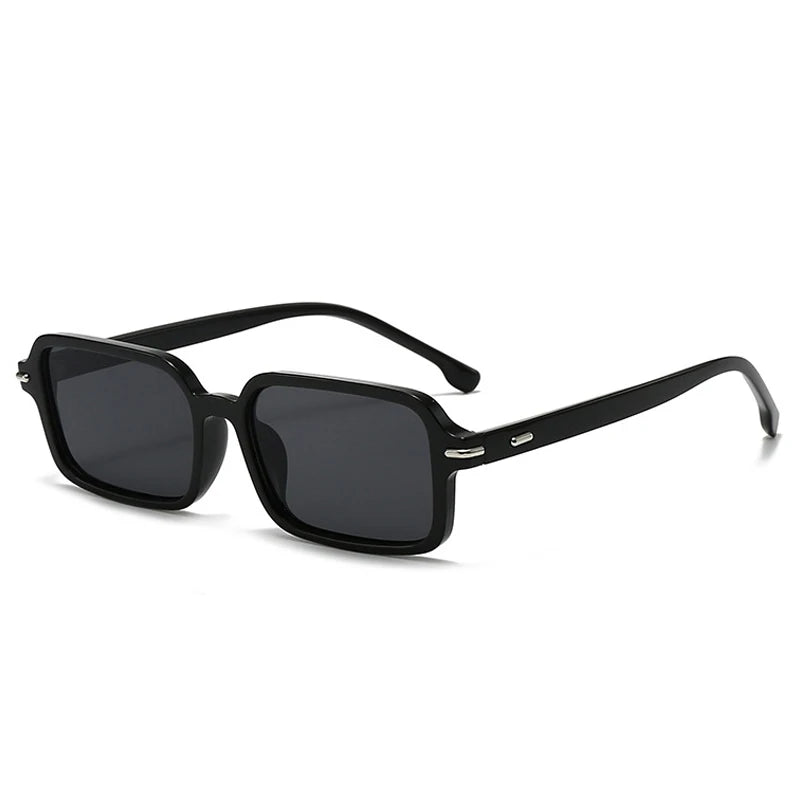 JNPCXI Retro Rectangle Sunglasses Women Fashion Rivets Eyewear Men Trending Punk Leopard Blue Sun Glasses Shades UV400