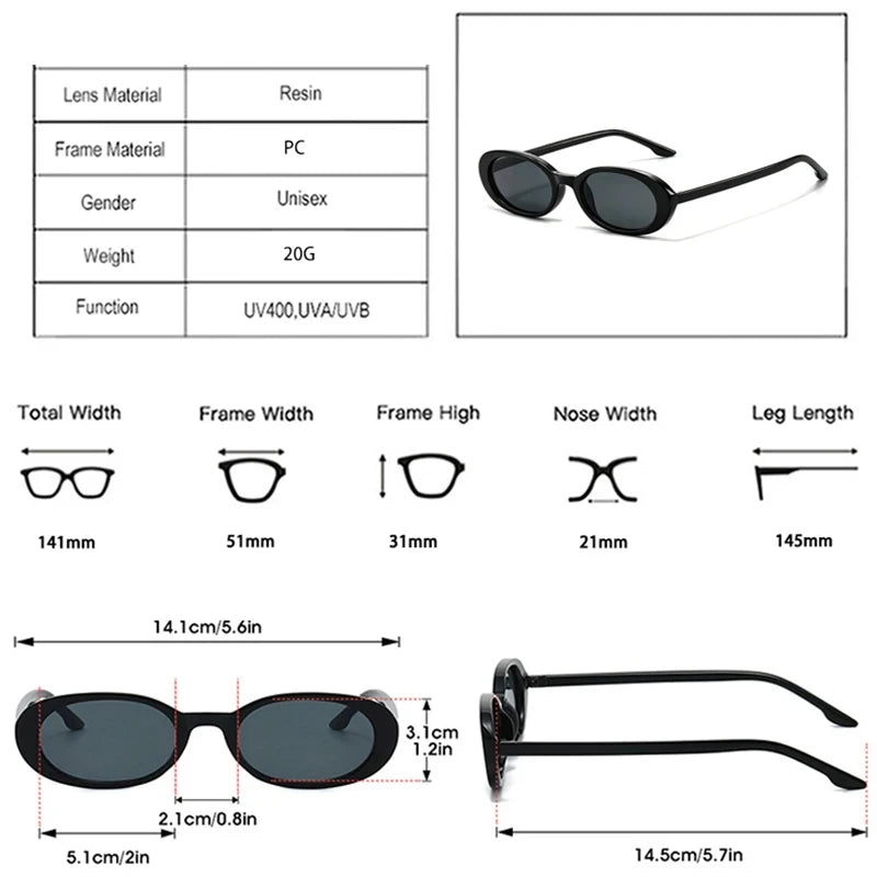 JNPCXI New Retro Small Oval Men Sunglasses Fashion Gradient Shades UV400 Women Outdoor Punk Sun Glasses