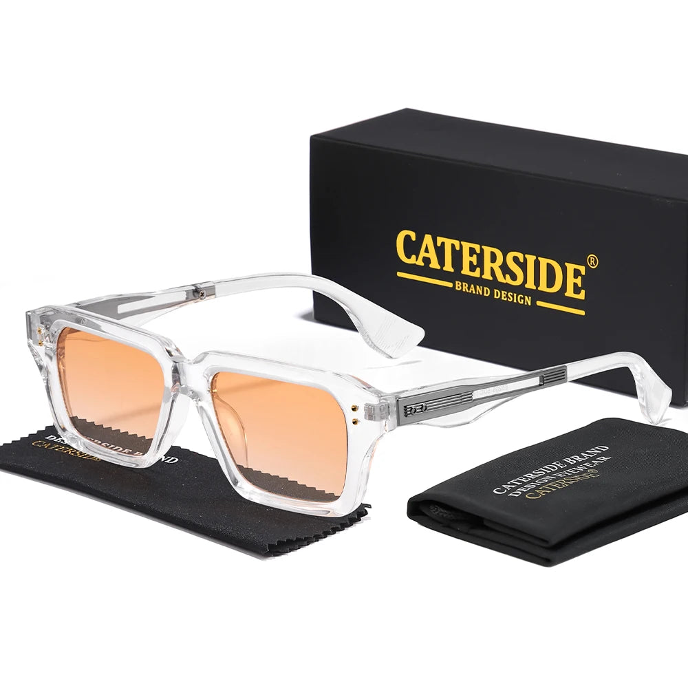 CATERSIDE Retro Men's Sunglasses Unique Temple Design Luxurious Sun Glasses Women Thick Frame Travel Parties UV400 Eyeglasses