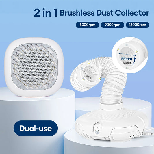 130W Brushless Double Use Nail Dust Extractor With Tube Elbow Nail Dust Collector Nail Art Manicure Powerful Vacuum Cleaner