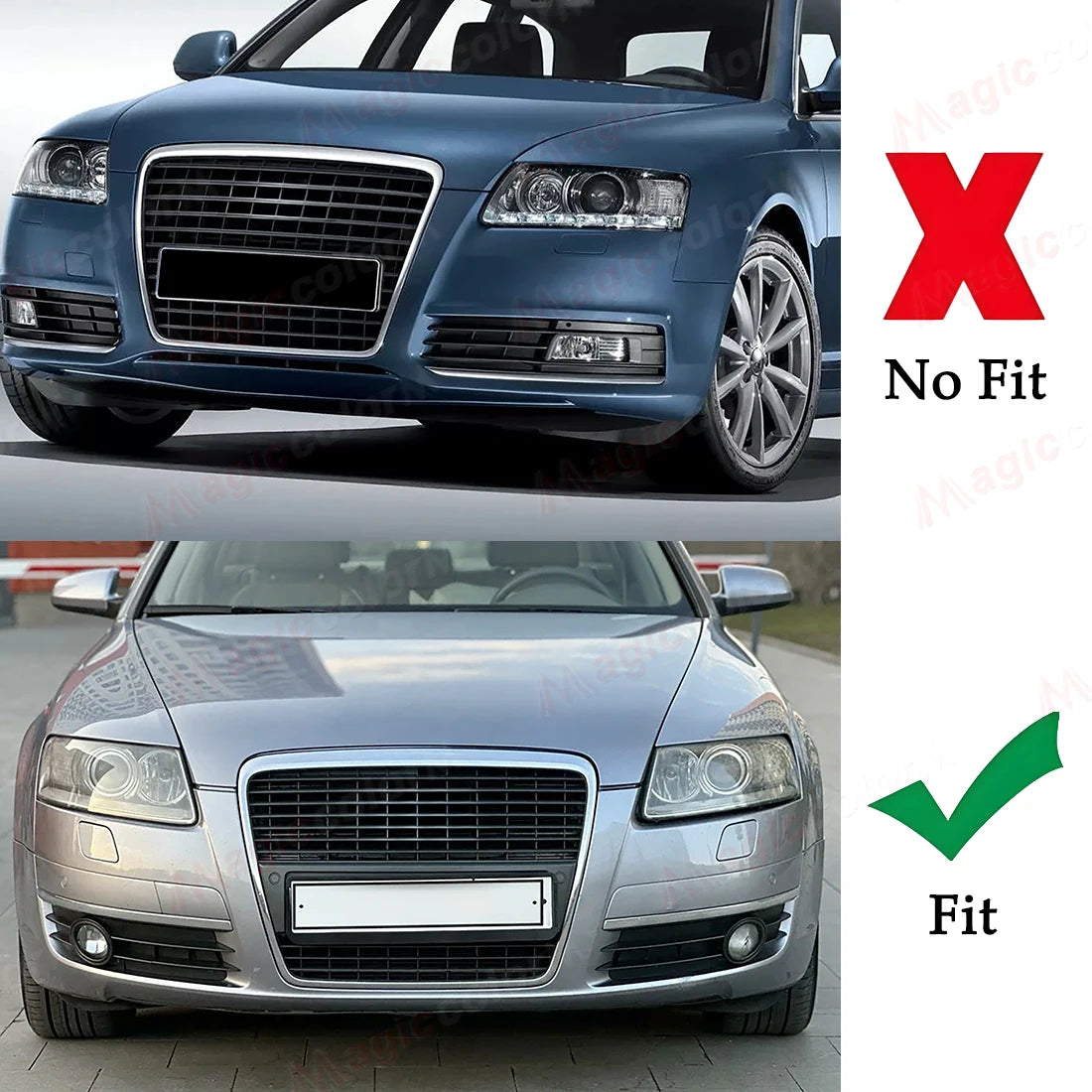 Car Front Bumper Grill Grille For Audi A6 C6 2005 2006 2007 2008 Front Bumper Fog Lamps Covers Left Right 4F0807682A 4F0807681A