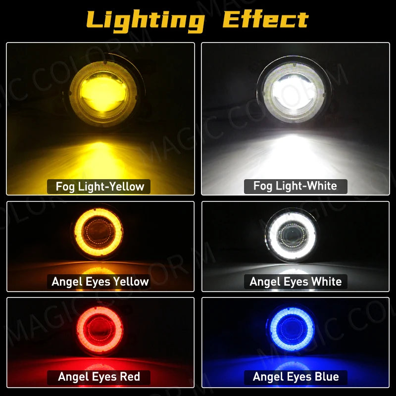 For Ford Focus Fusion Fiesta Ranger C-Max Transit Tourneo EcoSport Edge Angel Eye Fog Light Car DRL Fog Driving Lamp LED Lens