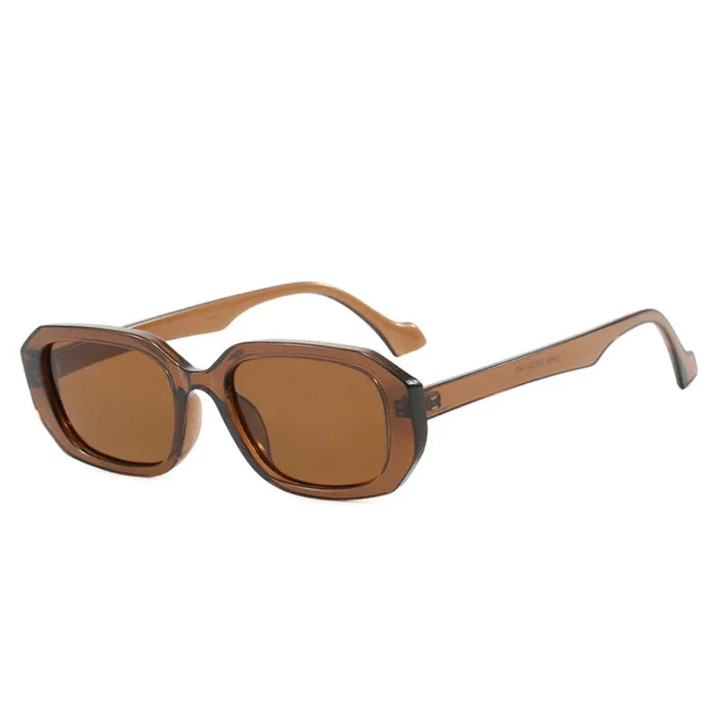 JNPCXI Fashion Small Polygon Rectangle Sunglasses Women Retro Clear Gradient Shades UV400 Men Sun Glasses