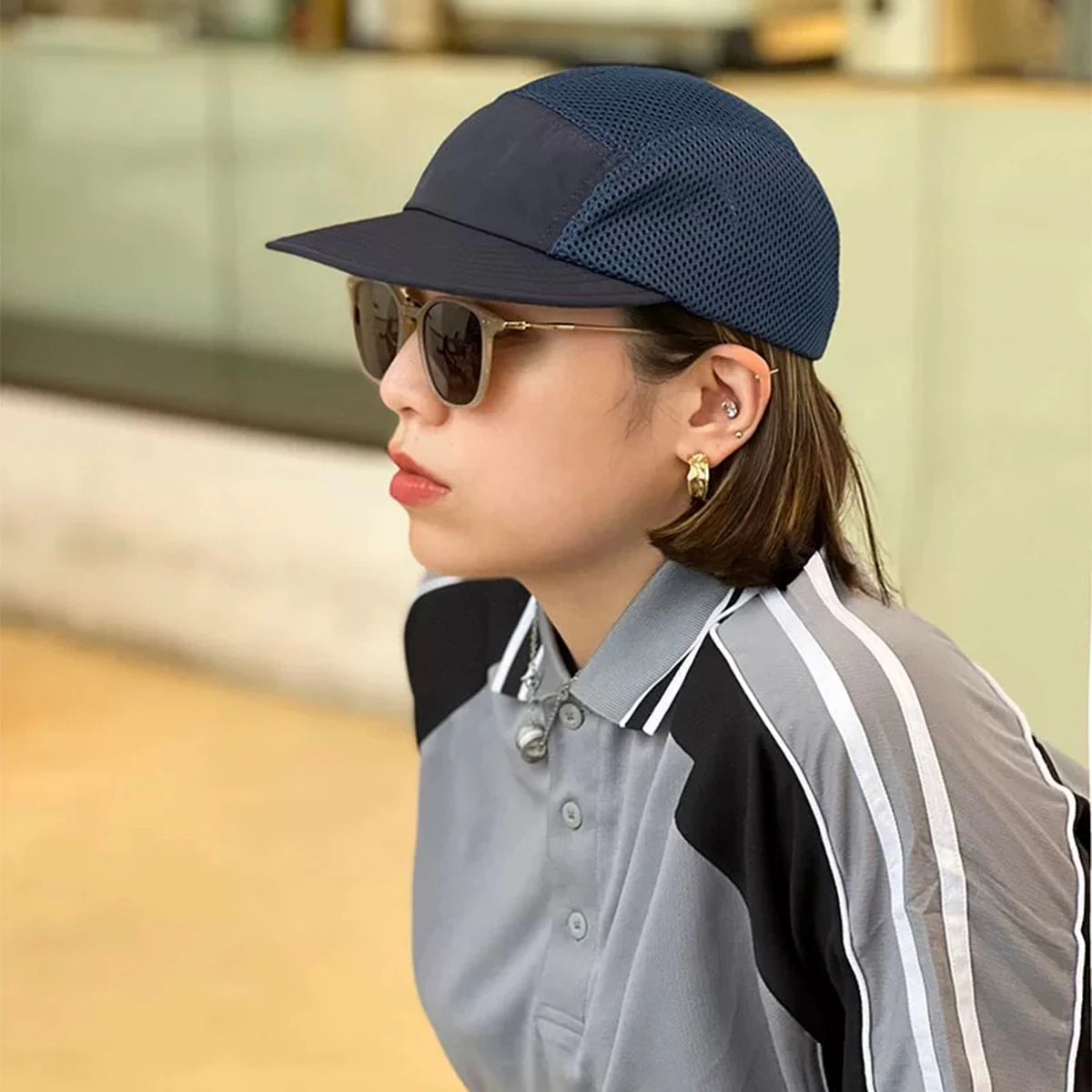 New Unisex Quick Drying Korean Casual Solid Baseball Hats Sunshade Mesh Breathable Peaked Caps Versatile Short Eave Fashion ins