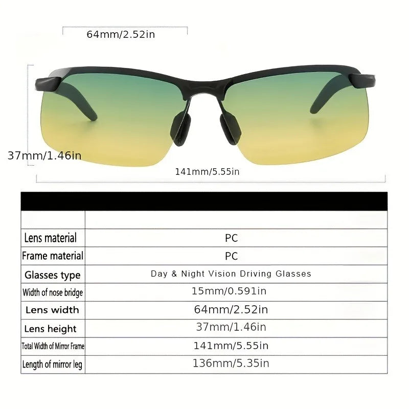 1pc Day & Night Vision Driving Glasses - Sporty Eyewear for Men & Women Perfect for Running, Hiking & Fishing
