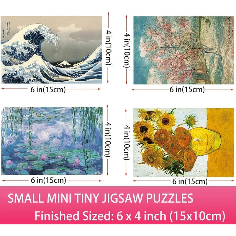 8 packs of mini puzzles 1200pcs adult challenge eight categories of puzzle sets including 10X15cm gift bags Van Gogh paintings