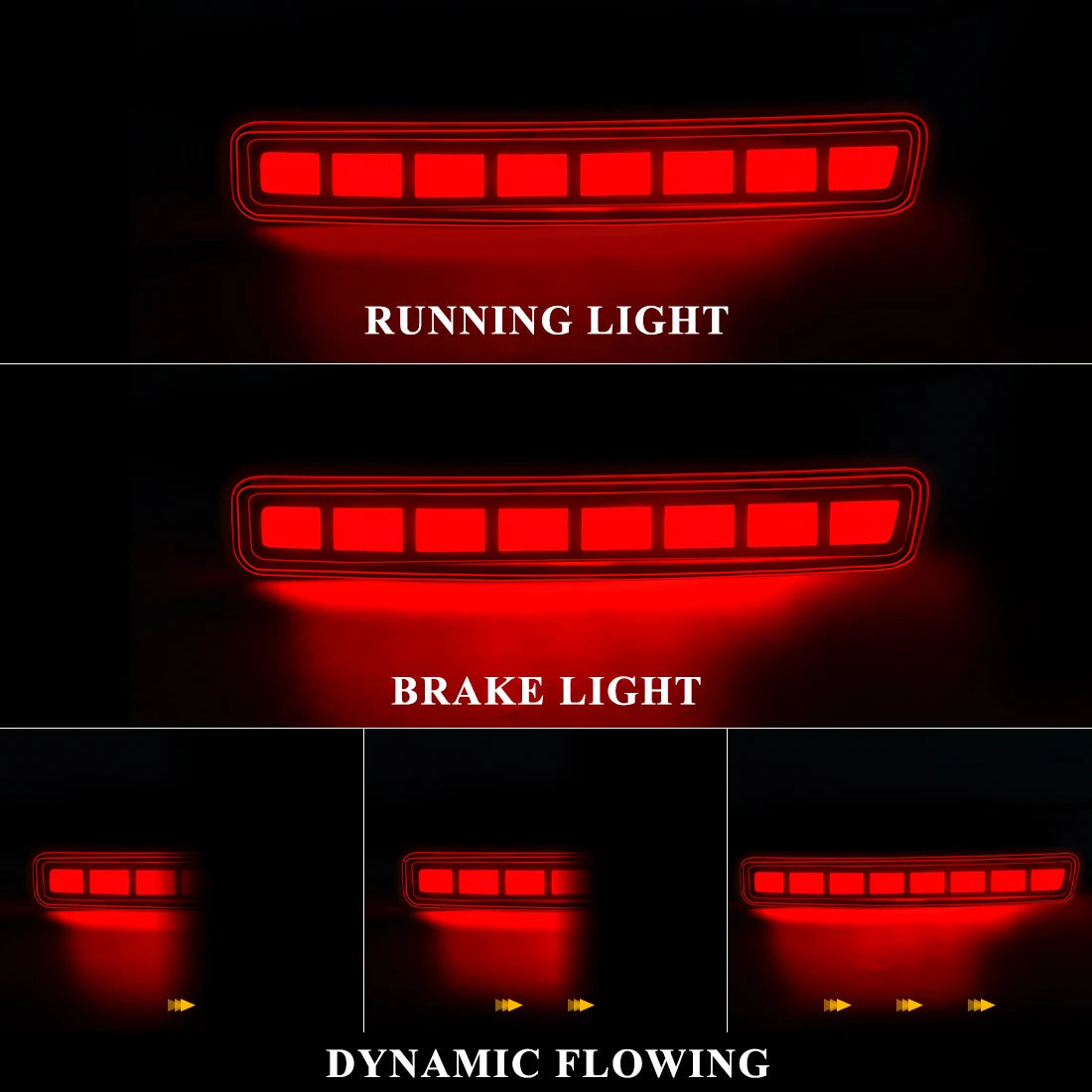 For Toyota Prius V 2012 2013 2014 2015 2016 2017 For Scion tC LED Rear Bumper Reflector Lights Driving Brake Dynamic Turn Signal