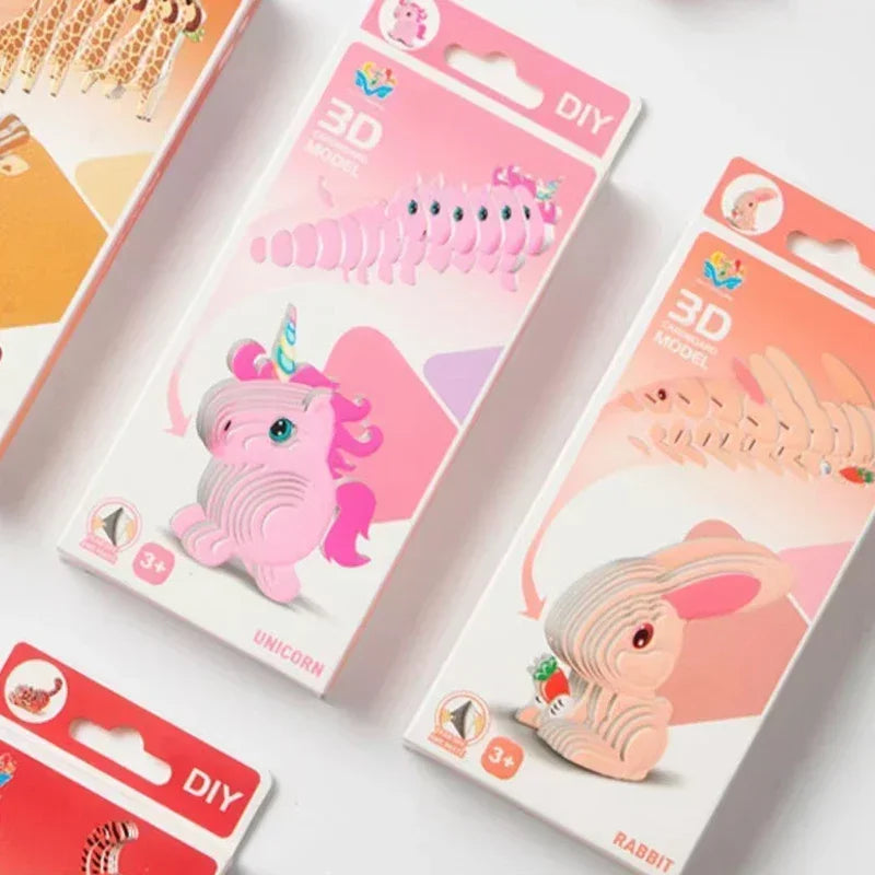 Unicorn Rabbit 3D Paper Puzzle For Kids Educational Montessori Toys Funny DIY Manual Assembly Model Toy For Boy Girl
