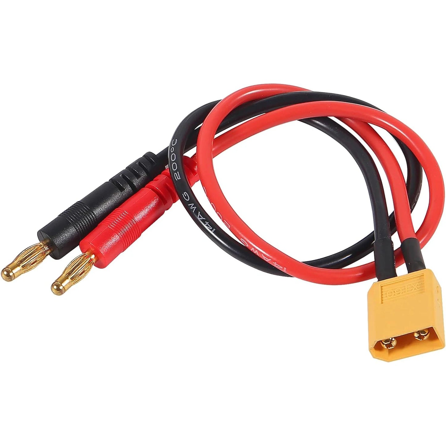 XT60 Charging Cable,Connector Plug to 4mm Banana Connector Adapter Charger 14AWG 30CM Cable Connector,RC Battery Charge