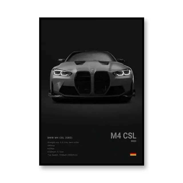 M4 CSL BMW Famous Brand Cars Canvas Wall Art Poster Print SVJ  Room Decoration